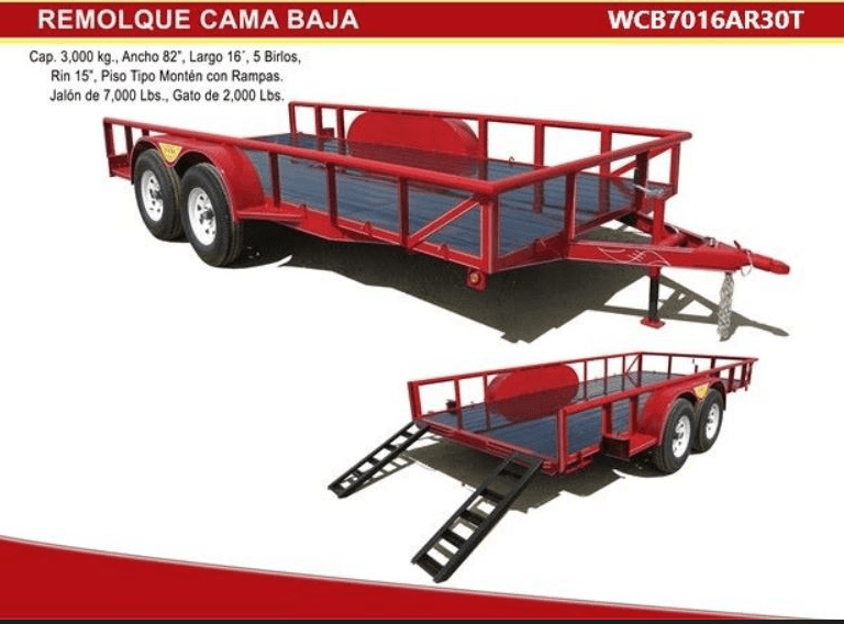 Remolque Cama Baja 3 ton Rojo de Super Equipos